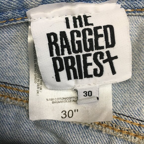 THE RAGGED PRIEST 5 Pocket Light Wash Black White Checks Ripped/Distressed Jeans - Picture 2 of 13